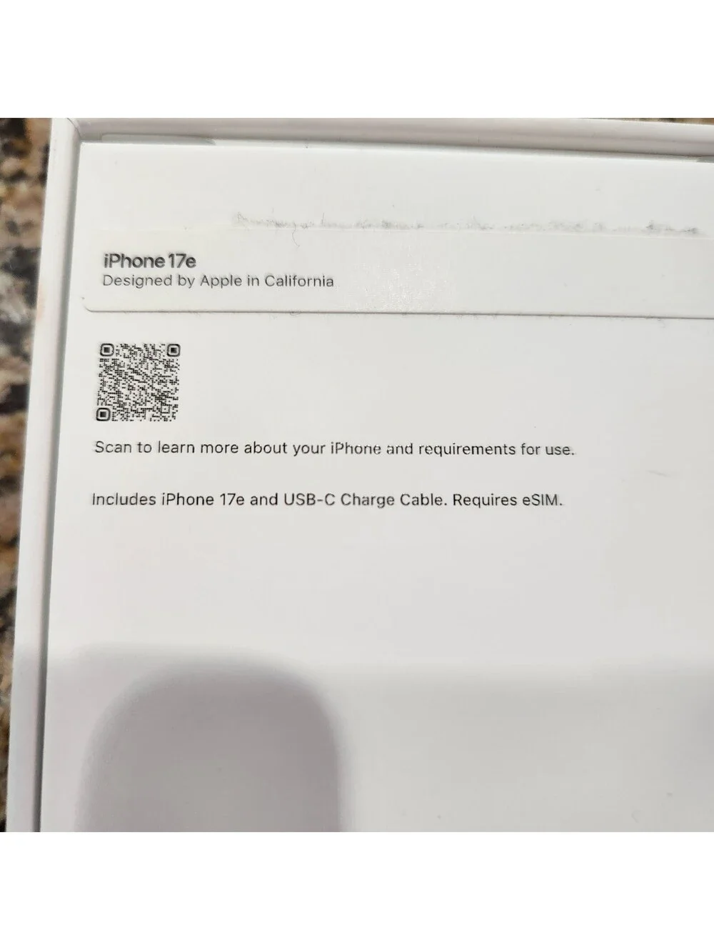 Apple iPhone 17e Box Only - Empty Retail Box with Inserts Black 512GB